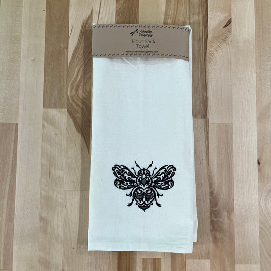 Exquisite Buzzing Bee embroidered on white napkin