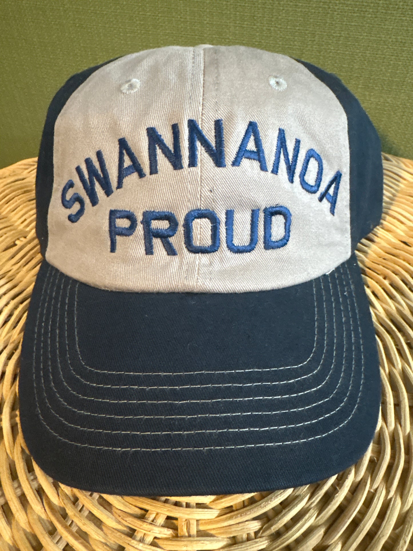 Swannanoa Proud navy blue and grey dad hat