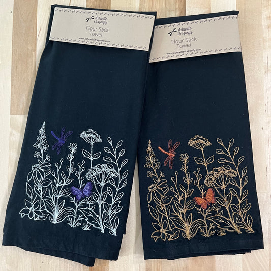 Kitchen Towel - Wildflowers, butterfly, and Dragonfly